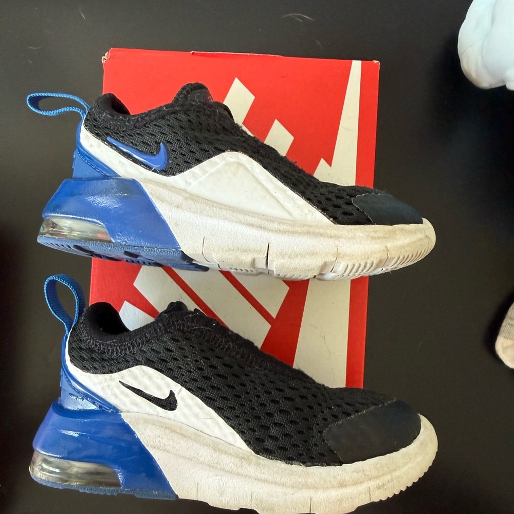 Kids Blue and Black Nike Air Max 270 Shoes 6C